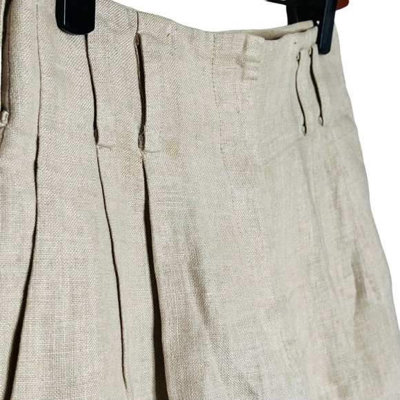 Vintage High Rise Linen Bermuda Shorts Pleated 10 - Picture 2 of 8